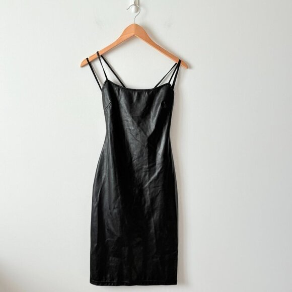 Aritzia Ten by Babaton Backstory Vegan Leather Midi Dress Black Size 0 - Picture 5 of 9